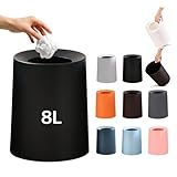 ゴミ箱 おしゃれ ゴミ袋が見えない 丸型 卓上 ビニール袋隠す 1.5L/8L/12L シンプル リビング キッチン 洗面所 オフィス ごみ箱 ごみばこ フタなし ルクレール 2重構造 フタなしゴミ箱 (ブラック, 8L)