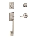 Schlage f62 Cen Lat 619世紀Latitudeレバーダブル円柱Handleset、サテンニッケル