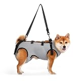 GIIPET-犬用介護ハーネス 夏 通気 犬 介護用ハーネス 歩行補助 老犬 けが 介護用品 脱着簡単 老犬/怪我/手術/快復中/病気 中型犬 小型犬 介護 服 脚 障害 リハビリ 散歩 胴輪 犬の前足と後ろ足の補助 お出かけ便利 (グレー【夏】, M(8-14kg))