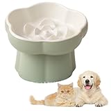 ateena 早食い防止 食器 犬 猫 ペット ご飯皿 餌入れ フードボウル はやぐい防止 水飲み 小型犬 中型犬 大型犬 陶器 (ピンク, 14.5cm×10.5cm)