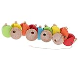 B Baosity 木製　プル玩具　キャタピラーおもちゃ　プッシュプル玩具　子供　歩行学習おもちゃ　教育玩具