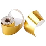 サーモ テープ ステッカー 配管 ダクト マフラー 保温 断熱 車 バイク 単車 5cm幅 5ｍ長さ グラスファイバー アルミ 整備 メンテナンス 作業 DIY (ゴールド)