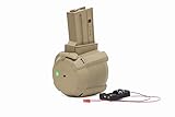 BATTLE AXE製 PMAG D-60タイプ 次世代M4 電動ガン対応 1500連 電動ドラムマガジン 音感巻き上げ機能付 タン
