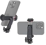 Zeadio スマートフォン三脚マウントアダプター、 iPhoneおよびAndroidスマートフォン用三重コールドシューマウント付き携帯スマートフォン三脚ホルダークランプ、ライトマイクなど