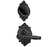 Schlage f94-bir-716-brk Aged BronzeダミーHandleset with Birminghamレバー、Brookshireローズ内側のみ