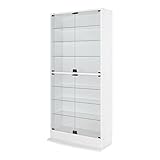 【地球家具】NEWコレクションラック新シリーズ 幅83cm 開き戸 ハイタイプ 本体【大きさが選べるコレクションケース】 [耐震・鍵付] LED兼用 （開き戸 ハイタイプ、中型（奥行29cm）、ホワイト）