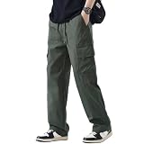 [xulee] カーゴパンツ ロングパンツ 冷感 夏服 メンズ 吸水速乾 通気 薄手 涼しい 涼感 ズボン イージーパンツ ワイドパンツ オーバーサイズ ゆったり おしゃれ アウトドア リラックスパンツ 春夏秋用armyGreen-XL