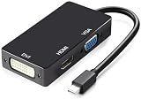 Anfurt Mini Displayport to HDMI DVI VGA 3in1変換アダプター Thunderbolt to HDMI MiNi DP ビデオアダプタ 1080pサーポート (ブラック 1個)