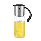 VKCHEF オイルボトル 醤油差し 酢 ドレッシング 片手 耐熱ガラス ステンレス オイルポット 自動的に開の注ぎ口 液だれしない 調味料入れ 300ml 家庭キッチン用 料理用 弁当用