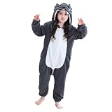 [kisetsumate] 可愛い 着ぐるみ パジャマ キッズ 子供用 もこもこパジャマ 男の子 女の子 ハロウィン仮装 春秋冬 ルームウェア 部屋着 暖かい 楽しい (グレー, 140)