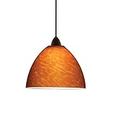 WAC Lighting MP-LED541-AM/DB Faberge 5W 12V 3500K LED MonoPoint Pendant with Amber Art Glass Shade a