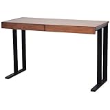 【デスク 木製】 ツートンカラーの天然木 薄型デスク 幅120奥行45cm LS-783BR