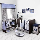 Elephants Blue/Grey 10 pc Crib Set Bumperfree [並行輸入品]