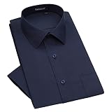 [Enlision] ワイシャツ 紺色 メンズ 長袖 レギュラー 形態安定 ノーアイロン ビジネスシャツ 制服 ユニフォーム ストレッチ フィット 2XL