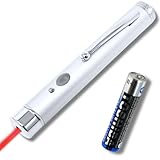 POLARIS シンプル レーザーポインター 使いやすい 単4電池 1本 EM16S 赤色レーザー 国内規格PSC認証品 レーザークラス2 (シルバー, 1)