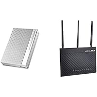 【セット買い】I-O DATA HDD ポータブルハードディスク 3TB USB3.0バスパワー対応 日本製 EC-PHU3W3D & ASUS WiFi 無線LAN ルーター RT-AC68U 11ac デュアルバンド AC1900 1300+600Mbps 最大18台 4LDK 3階建 【 iPhone X / XS 対応 】