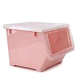 フラップ扉付収納ボックス ふた付き 衣類 37.5X34.5X28cm (レッド)