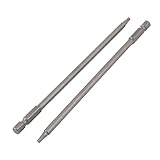 uxcell 六角ドライバービット 金属 シルバートーングレー 150mm 長 3mm チップ径 2本入り