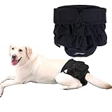 KUVEELA PET 犬用マナーパンツ 犬用 メス サニタリーパンツ 犬用パンツ 雌 犬用生理パンツ 犬用オムツカバー 女の子 メス 発情期用 通気性 吸水性良い 再利用可能（ブラック XL）
