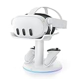AMVR RGB 充電ドックMeta Quest 3/Quest 3Sに対応、磁気充電ステーションVRヘッドセットとコントローラー用充電スタンドアクセサリー