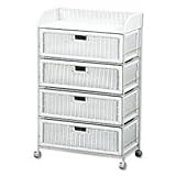 アジアン家具　籐家具　ランドリー4段　収納BOX　収納ケース　RAN-1821WH　木製収納家具