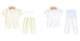 REILI　パジャマ　子供　ベビー　上下セット　4点セット　2セット　ルームウェア　半袖Tシャツ　七分丈パンツ　綿　ハイウェスト　男女兼用　０～3歳　春　夏　秋　 (100, ホワイト+イエロー)