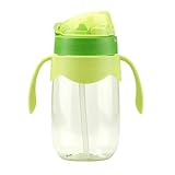 Yuena Care ウォーターボトル キッズ 水筒 子供 ボトル 飲食用 漏れ防止 ストロー付き 取っ手付き かわいい グリーン