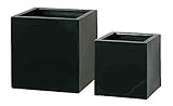 【送料無料】ファイバーストーン（グロッシー）/キューブポット　エカール（小）/ブラック