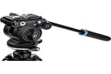 Benro S2 PRO フラットベースフルードビデオヘッド 最大5,500ポンド 1/4インチ-20アクセサリーマウント 3/8インチ-16ヘッドマウント パンアーム付き (S2PRO)