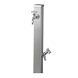 立水栓 スプレスタンド70 蛇口2個セット（シルバー） 焼付け塗装 カラー：ステンレスシルバー 二口水栓柱