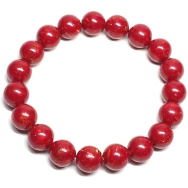 Amazon | [shylph - シルフ] 赤珊瑚 ブレスレット 12mm 染め (Mサイズ