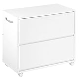 【完成品・組立不要】 取っ手が左側 押入れ収納 キャスター付 ワゴン チェスト 収納 〔2杯〕 ホワイト