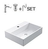 4点 セット 洗面ボール rika 陶器 洗面ボウル ＋専用蛇口 ＋ポップアップ排水栓 ＋ 選べる排水管 S字 トラップ 床排水管 又は ボトルトラップ 壁排水管 の セット 洗面器 手洗い器 手洗器
