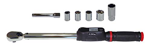 エマーソン デジタルトルクレンチ EM-243 40-200N・m 14/17/19/24mm+21mm薄口ロングソケット付・エクステンション・電池交換用工具付き デジタル表示 EMERSON EM243