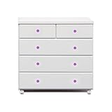 アルファタカバ ベビータンスシリーズ ブロッサムキャスター付きチェスト 80cm幅4段 ホワイト(クリスタルパープル)