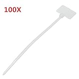 100個ホワイトナイロンジップケーブルタイラベルストラップストリップマーキングタグ3 x 100 mm