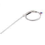 uxcell 熱電対 Kタイプ ガラス繊維 0-400度 全長 1m センサーの長さ 150mm温度制御 シルバートーン 1個入り