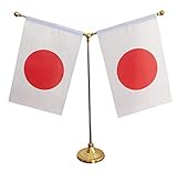 DUOLEIMI 卓上旗 旗立て台 ミニポール2本立台 日本国旗 日の丸 旗 国旗 日本 テーブルフラッグ