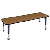 ECR4Kids 24" x 72" Rectangular Activity Table, Toddler Legs w/ Swivel Glides (Blue Top/Black Edge) [