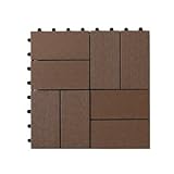 ジョイント式デッキパネル 木樹脂 30cm角 ブラウン 卍