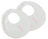 Princess Linens Garden Pique Bib, 2-pack - White with Light Pink Rick Rack Trim-Z by Princess Linens