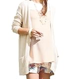 Angeliebe エンジェリーベ マタニティ 綿 麻 ロング カーディガン 妊婦服 羽織もの フリー アイボリー