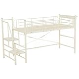 階段ロフトベッド シングルサイズ ロータイプ 二口コンセント/宮付き アイボリー