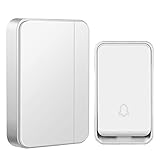 AURTEC チャイム 送信機1台受信機1台 ドアベル 玄関チャイム 呼び出しチャイムセット インターホン ドアフォン 防犯ドアベル 防水防塵 チャイム 配線不要 バッテリ不要 充電式 4段階音量調節可能 呼出音楽51曲選択可【送信機1台受信機1台】 (ホワイト)