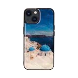 ikins iPhone 15 ケース 天然貝ケース [ パール 光沢 表面コーティング加工 TPUとポリカーボネートのハイブリッド 着脱しやすい ストラップホール付き ワイヤレス充電 ] ギリシャ 名所シリーズ アップル アイフォン 背面カバー サントリーニ島 I25468i15 【国内正規品】