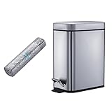 SOPRANNOMIN 5L 5リットル トイレゴミ箱 ステンレス製 スリム ゴミ箱 ダストボックス 四角形 蓋付き ペダル式 ゴミ箱 音無し生ごみ 防水 指紋防止 オシャレ ペダル式ゴミ箱 ダストボックス キッチン トラッシュカン リサイクルカン トイレ リビング