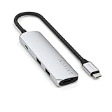 SATECHI 4 in 1 USB-C スリムプラス マルチポートアダプター（100W急速充電ハブ、4K@60Hz HDMI変換器、USB-A 10Gbps ×2急速充電、MacBook Air & Pro、ノートパソコン対応）– シルバー