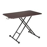 テーブル 昇降 らくらく昇降式フリーテーブル (ブラウン)