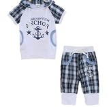 こんにちは子供服を楽しむ女の子2016年子供服装女の子格子の児童の服装半袖衣類セット男の子服装設置