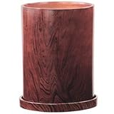 インテリアポット(植木鉢/プランター) ウッディ シリンダー型/27cm 穴有/受皿付 ブラウン 〔ガーデニング用品/園芸〕